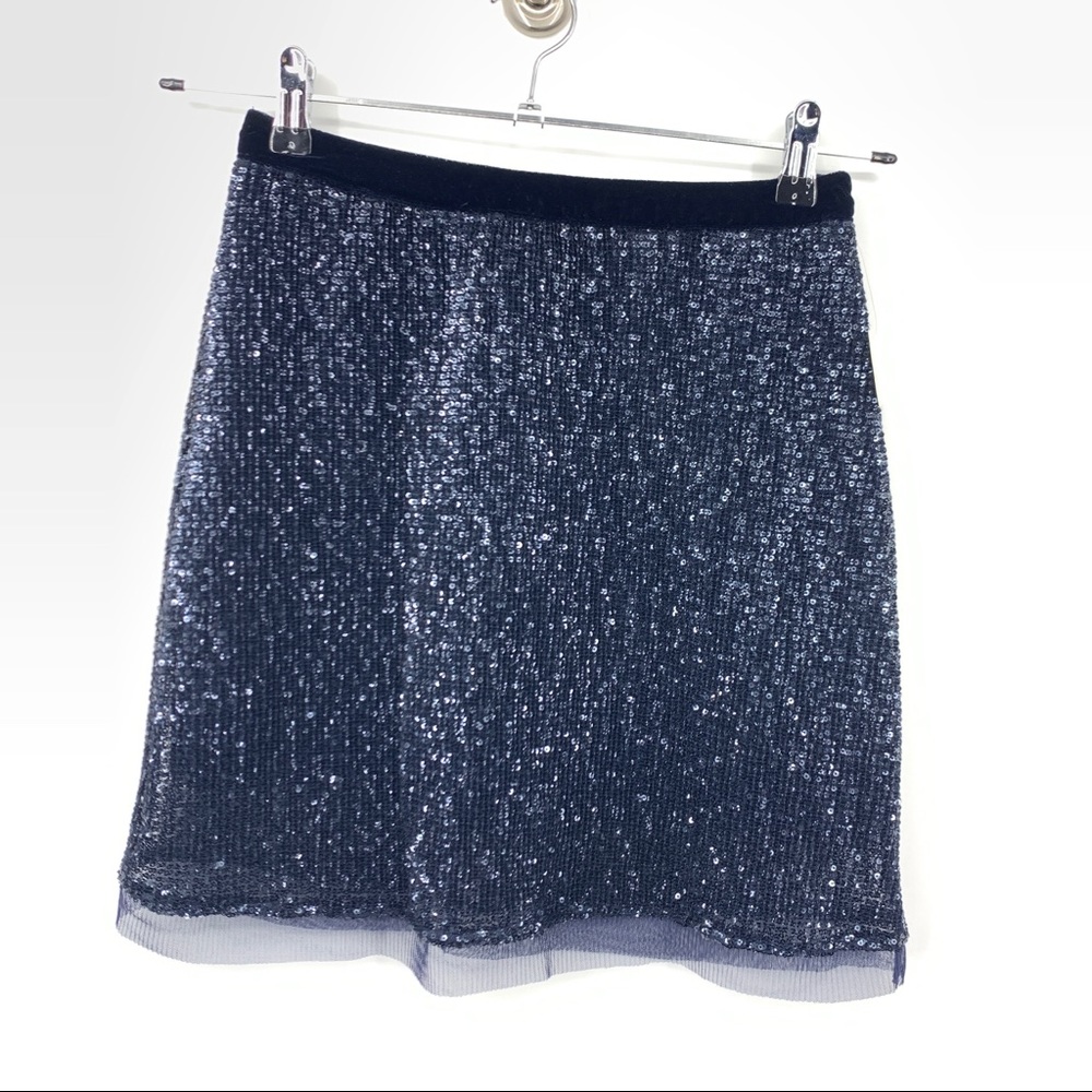 Free People Skirt Wild Child Sequin Mini Blue 2